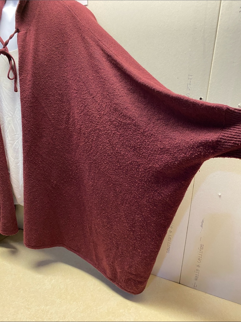 Lane Bryant Hooded Open-Front Poncho Jacket - Maroon - Picture 3 of 10